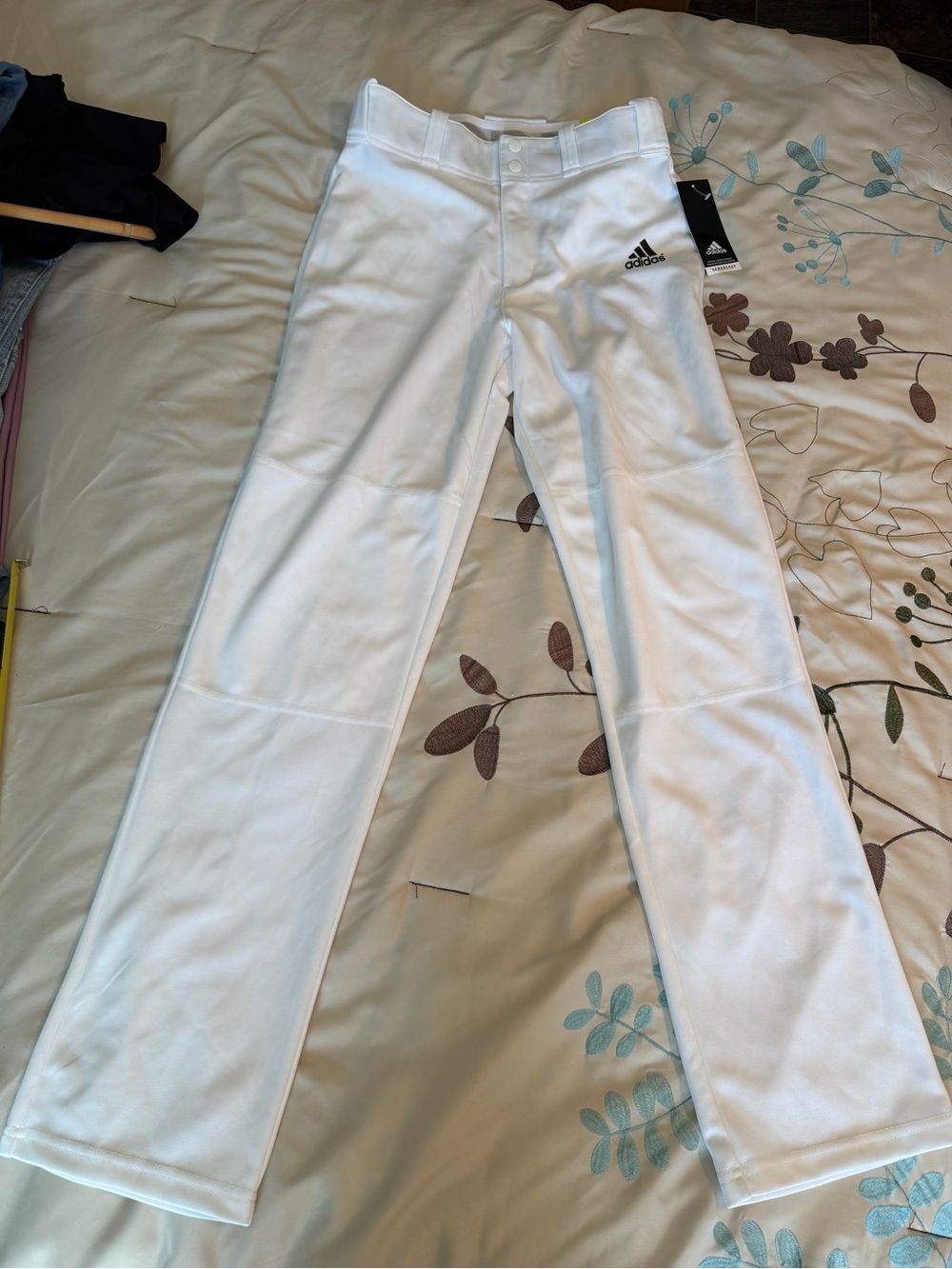 Adidas NWT White Baseball Softball Open Bottom Pants AEROREADY Small